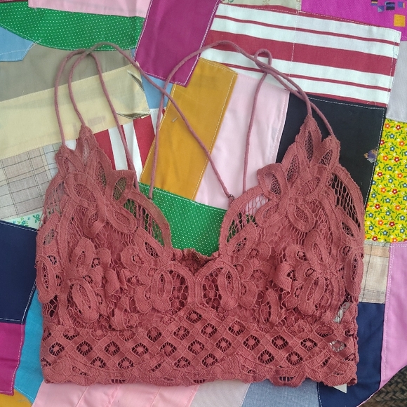 Free People Adella Lace Bralette in Rust - Picture 1 of 10
